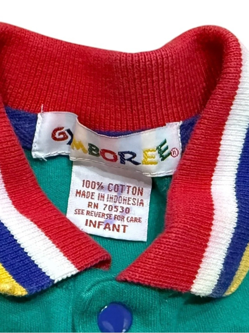 Vintage 90s Gymboree Colorblock Collared Shirt Baby Boy Embroidered Giraffe